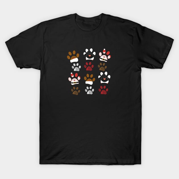 Santa Claus made of paw prints cute T-Shirt by GULSENGUNEL